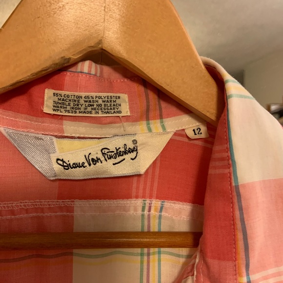 Vintage DVF Picnic Plaid Button Front Tank large - Picture 5 of 11